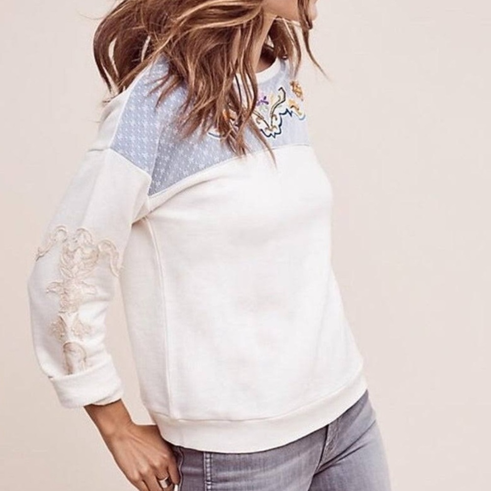 Anthropologie Akemi + Kin Flatlands Embroidered Sweater